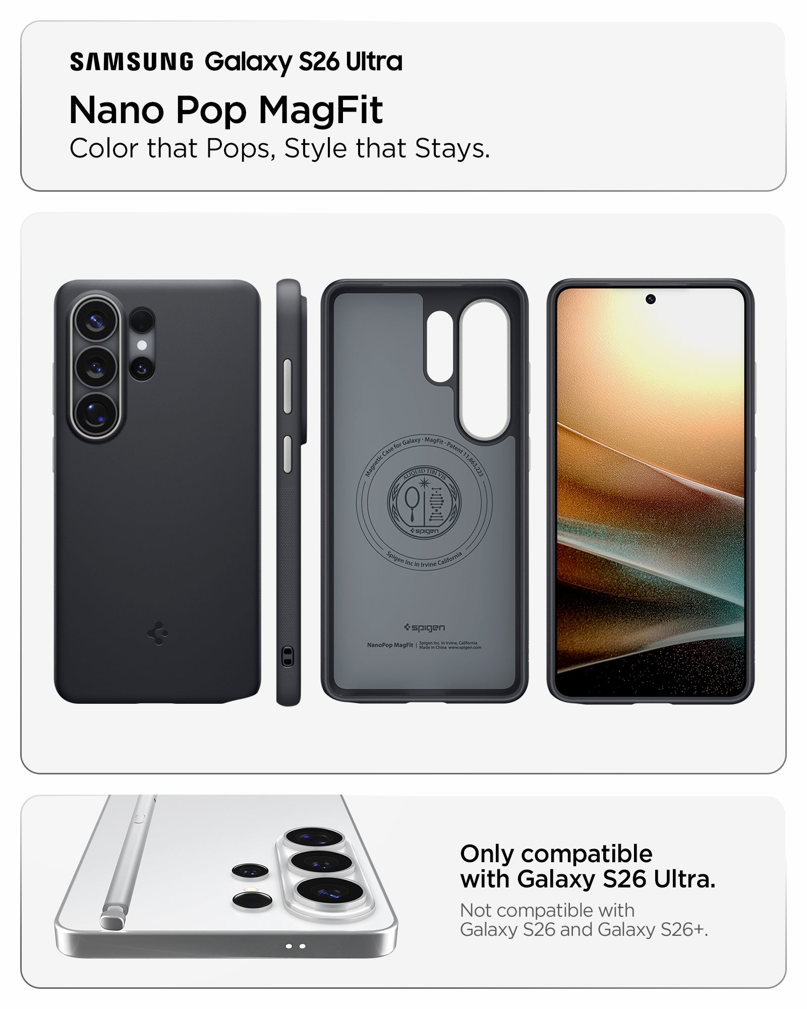 ACS11038 - Galaxy S26 Ultra Nano Pop (Mag Fit) in Black Sesame showing color that pops style that stays