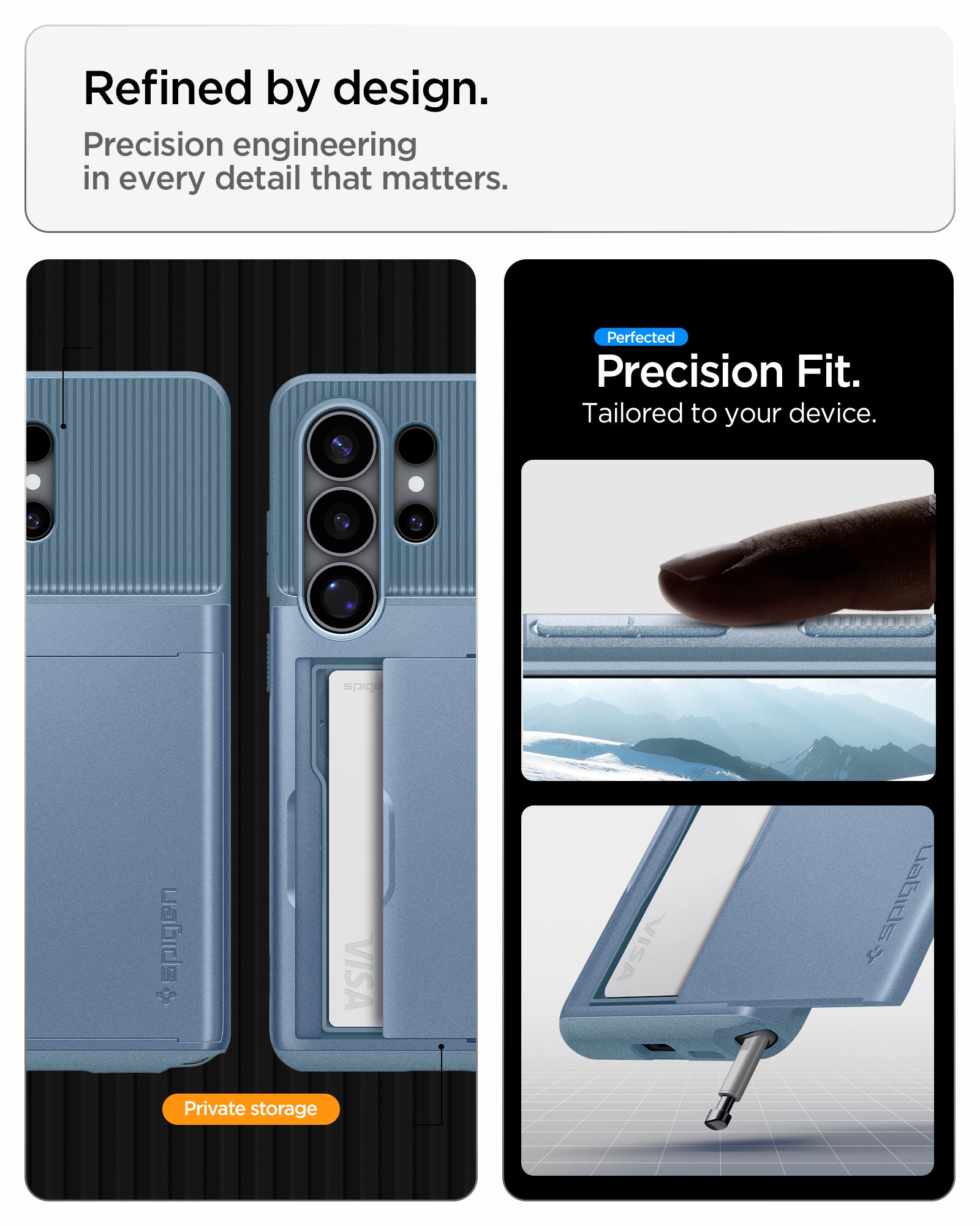 ACS11225 - Galaxy S26 Ultra Slim Armor CS in Light Blue showing refined by design. precision engineering in every detail that matters