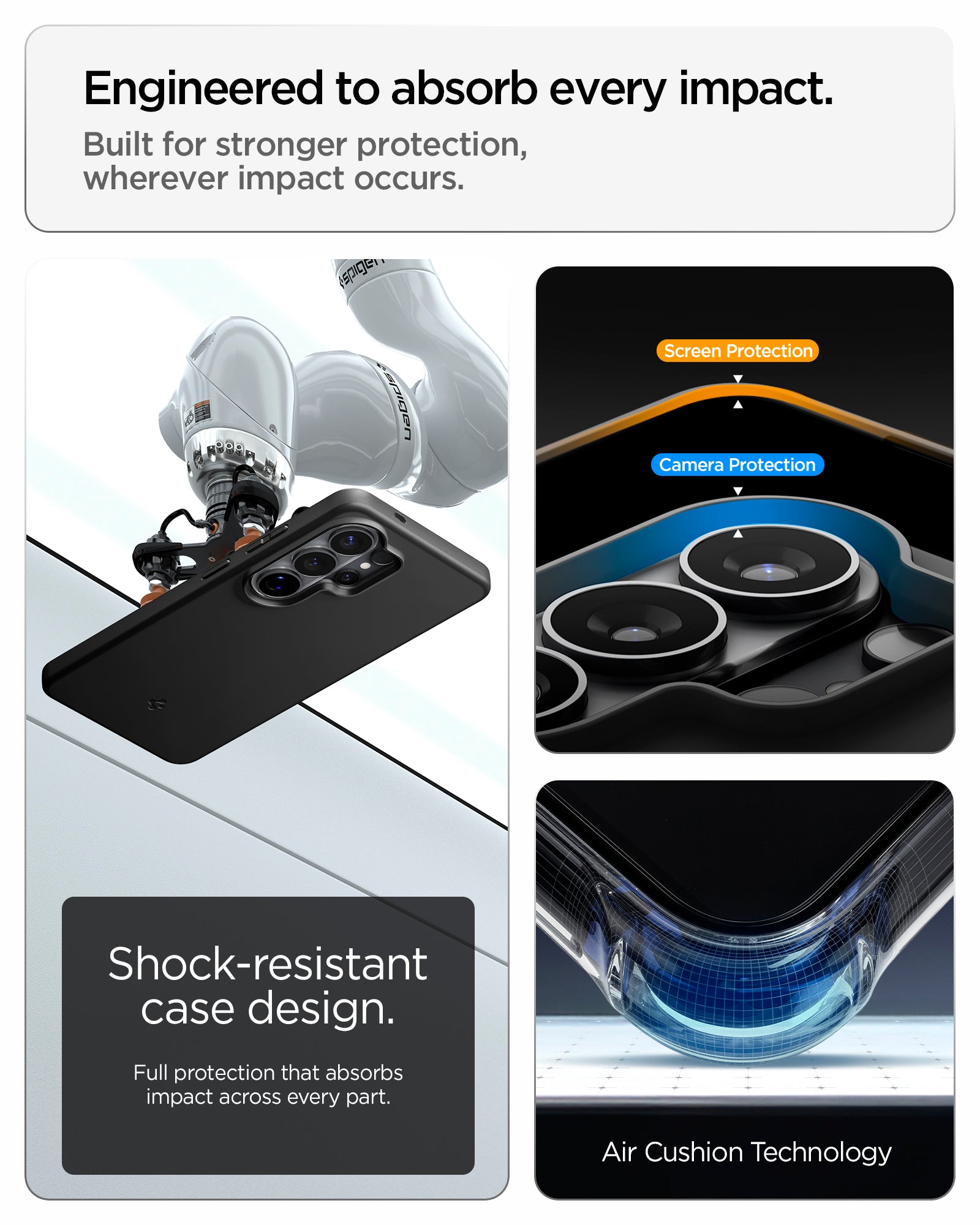 Samsung Galaxy S26 Ultra Case Thin Fit Magfit Spigen 10 ACS10694 - Galaxy S26 Ultra Case - ThinTect (Mag Fit) Black showing shock absorbing. engineered to handle serious impacts beyond everyday use