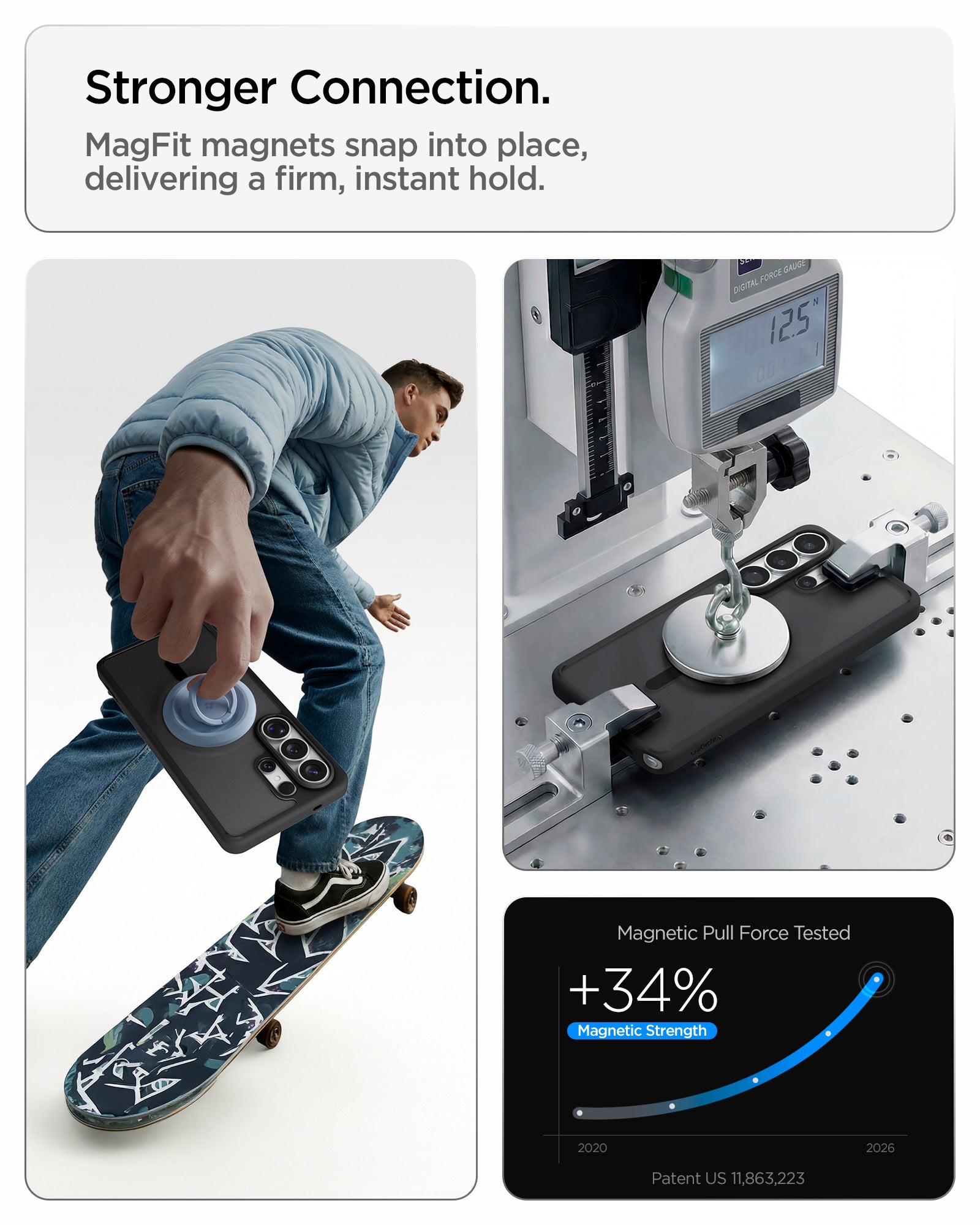 ACS10960 - Galaxy S26 Ultra Case Ultra Hybrid (Mag Fit) Frost Black showing stronger connection with mag fit