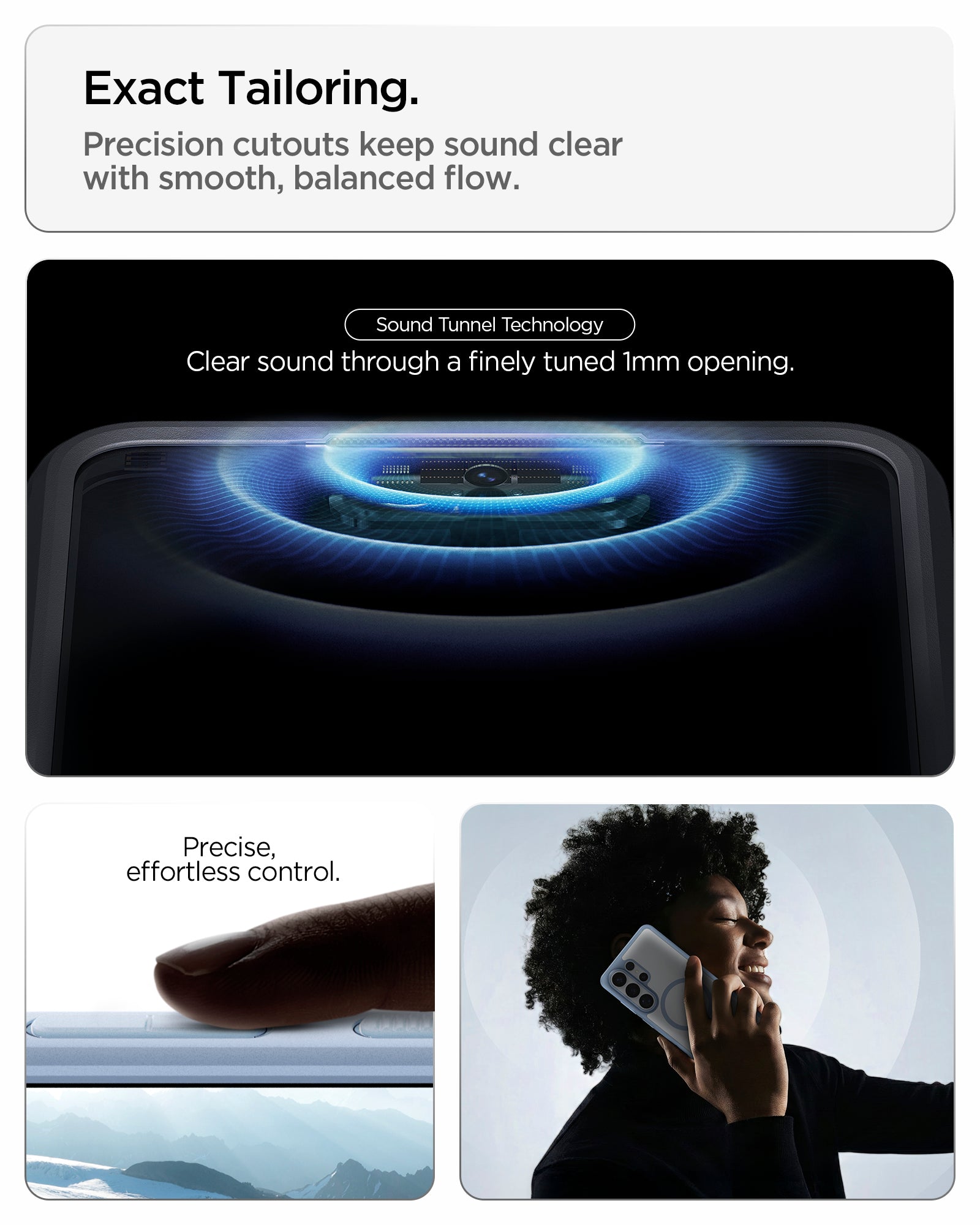 ACS11160 - Galaxy S26 Ultra Case Ultra Hybrid (Mag Fit) Light Blue showing exact tailoring. precision cutouts keep sound clear with smooth balanced flow