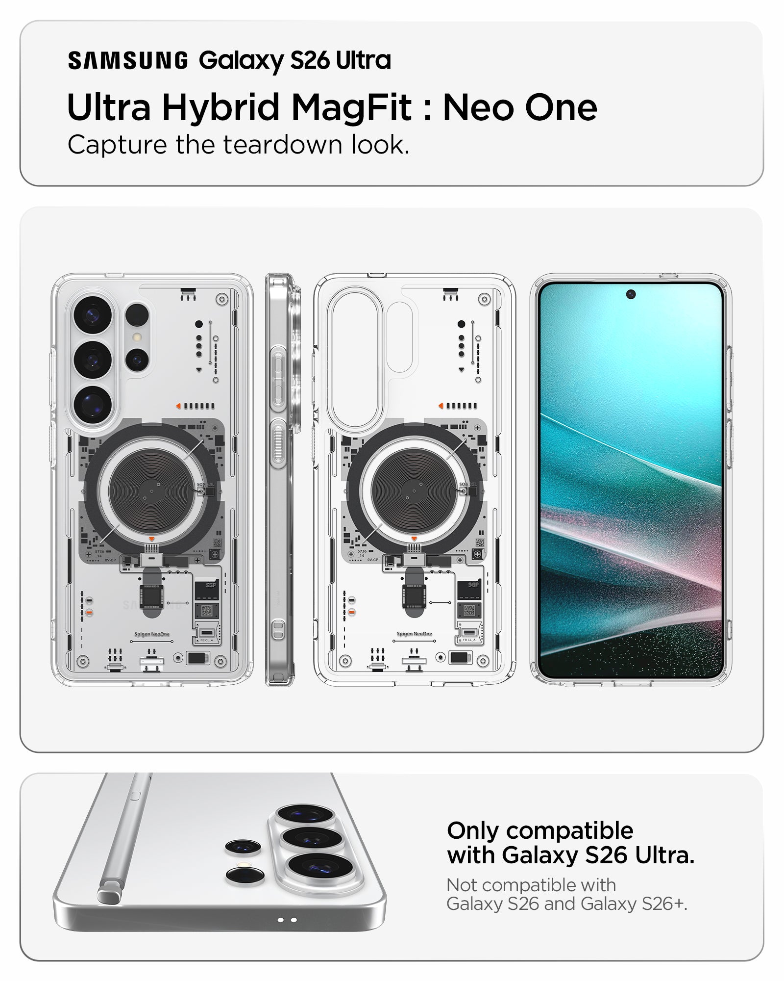 ACS10963 - Galaxy S26 Ultra Case Ultra Hybrid Neo One (Mag Fit) showing capture the teardown look
