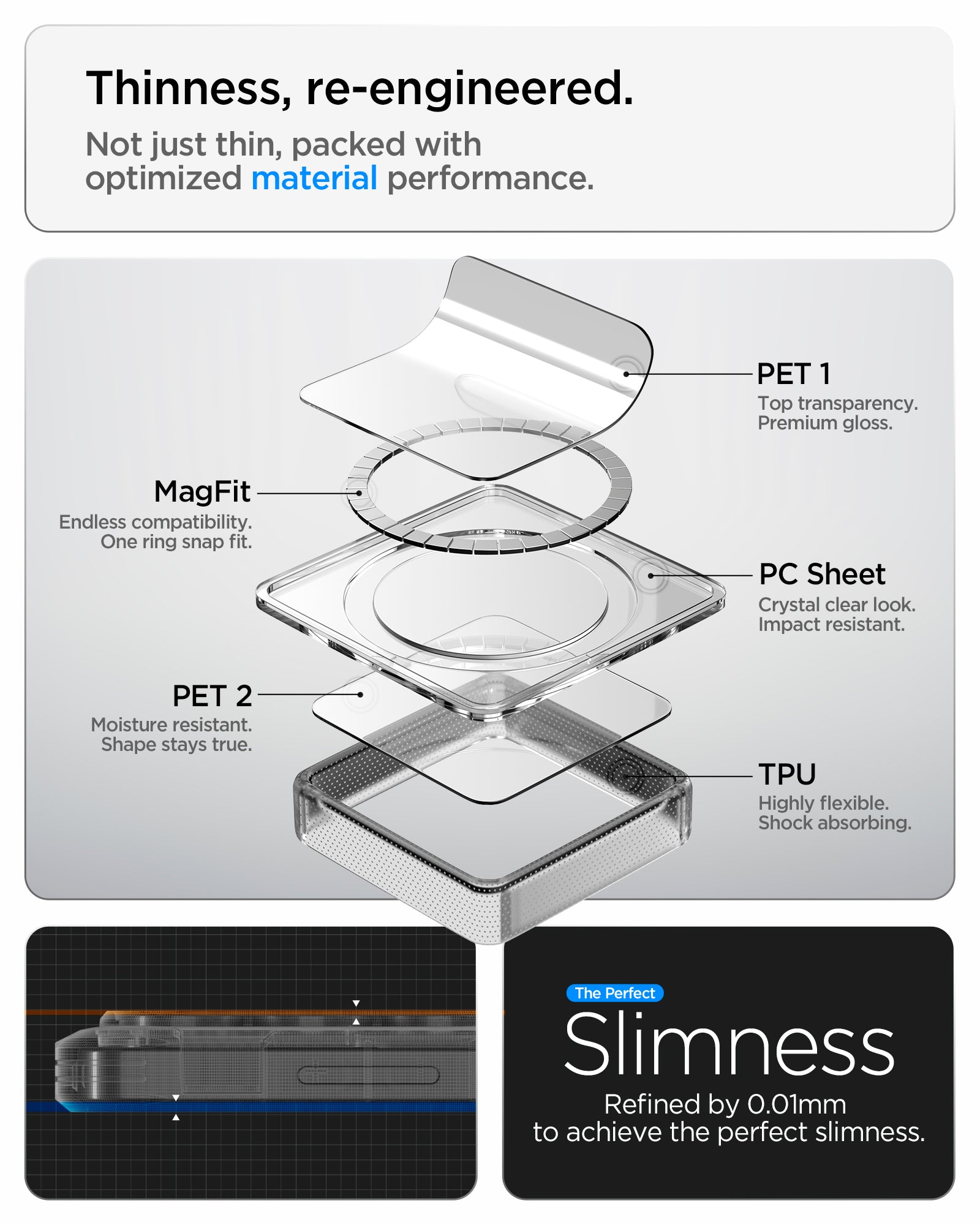 Samsung Galaxy S26 Ultra Case Ultra Hybrid Neo One Magfit Spigen 25 ACS10963 - Galaxy S26 Ultra Case Ultra Hybrid Neo One (Mag Fit) showing thinness re engineered. no just thin packed with optimized material performance