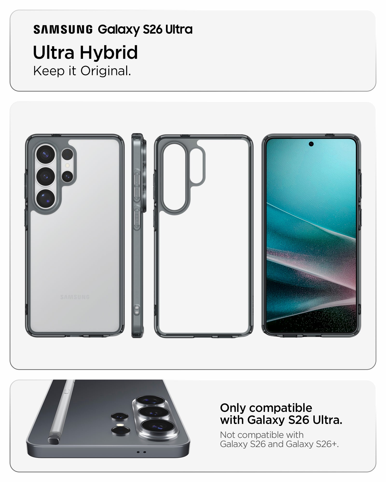 ACS11031 - Galaxy S26 Ultra Case Ultra Hybrid Space Crystal showing keep it original ultra hybrid