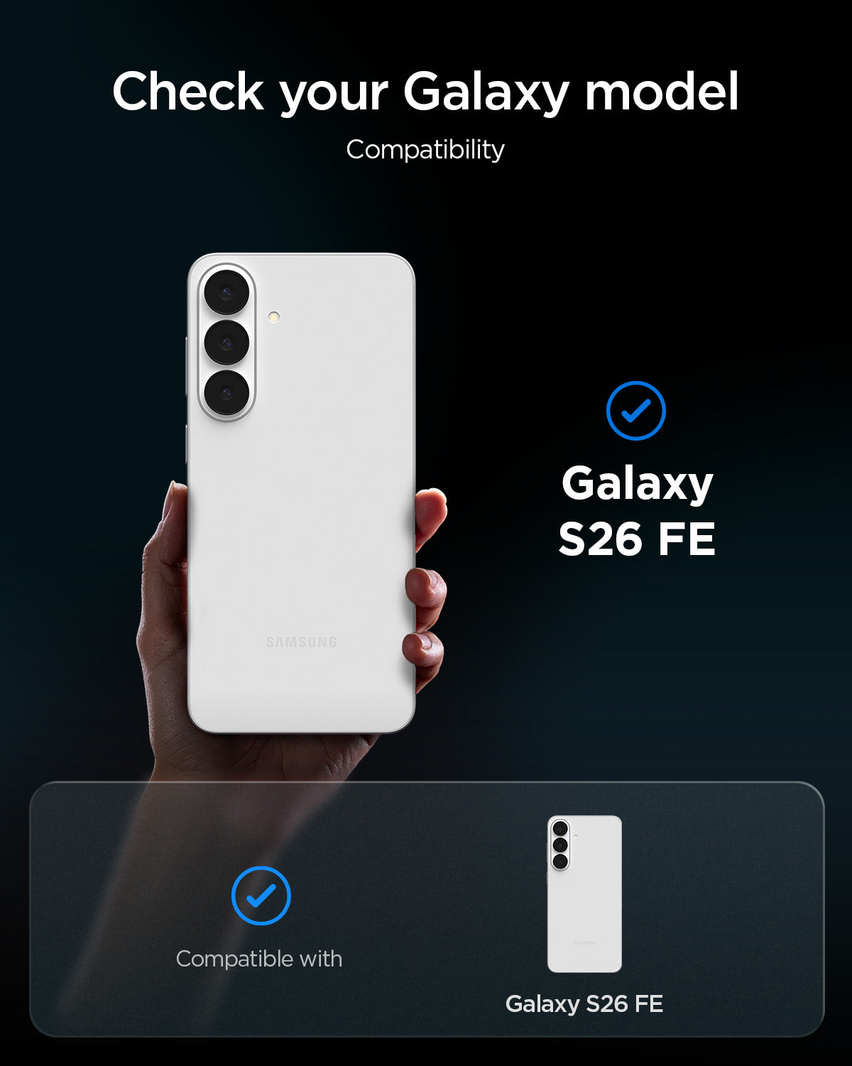 AGL11810 - Galaxy S26 FE GLAS.tR EZ Fit Pro showing compatibility with Galaxy S26 FE for a precise screen protector fit