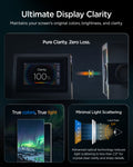 AGL11810 - Galaxy S26 FE GLAS.tR EZ Fit Pro showing screen protector technology designed to maintain original display colors, brightness, and clarity with minimal light scattering