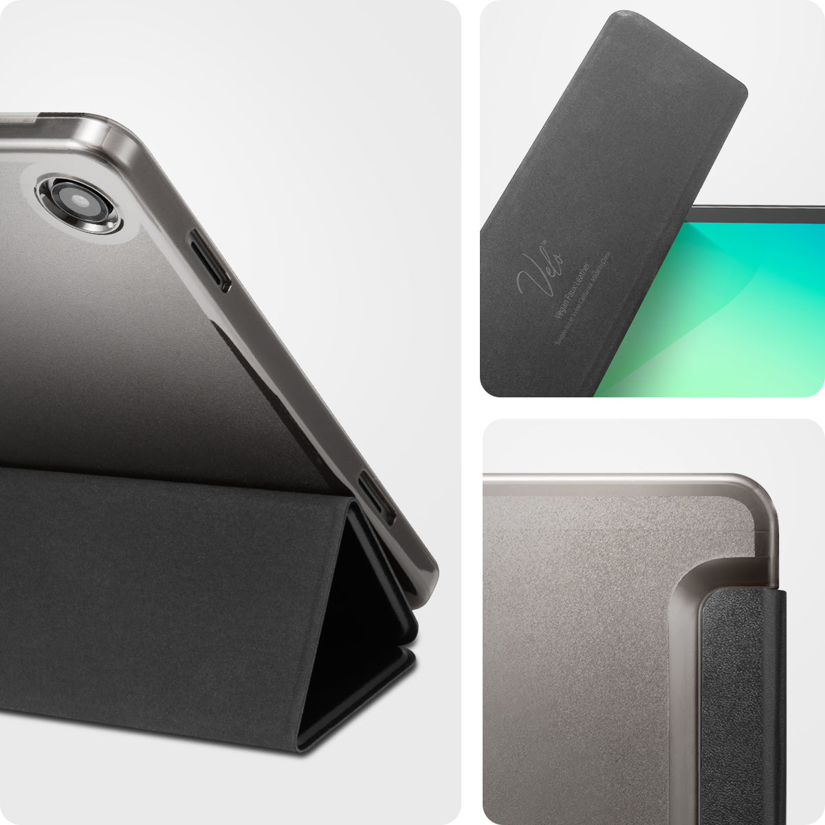 ACS10553 - Galaxy Tab A Series - Smart Fold Matte Black showing detail.