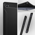 ACS01562 - Galaxy Tab A7 Case Rugged Armor in matte black showing detail and side.