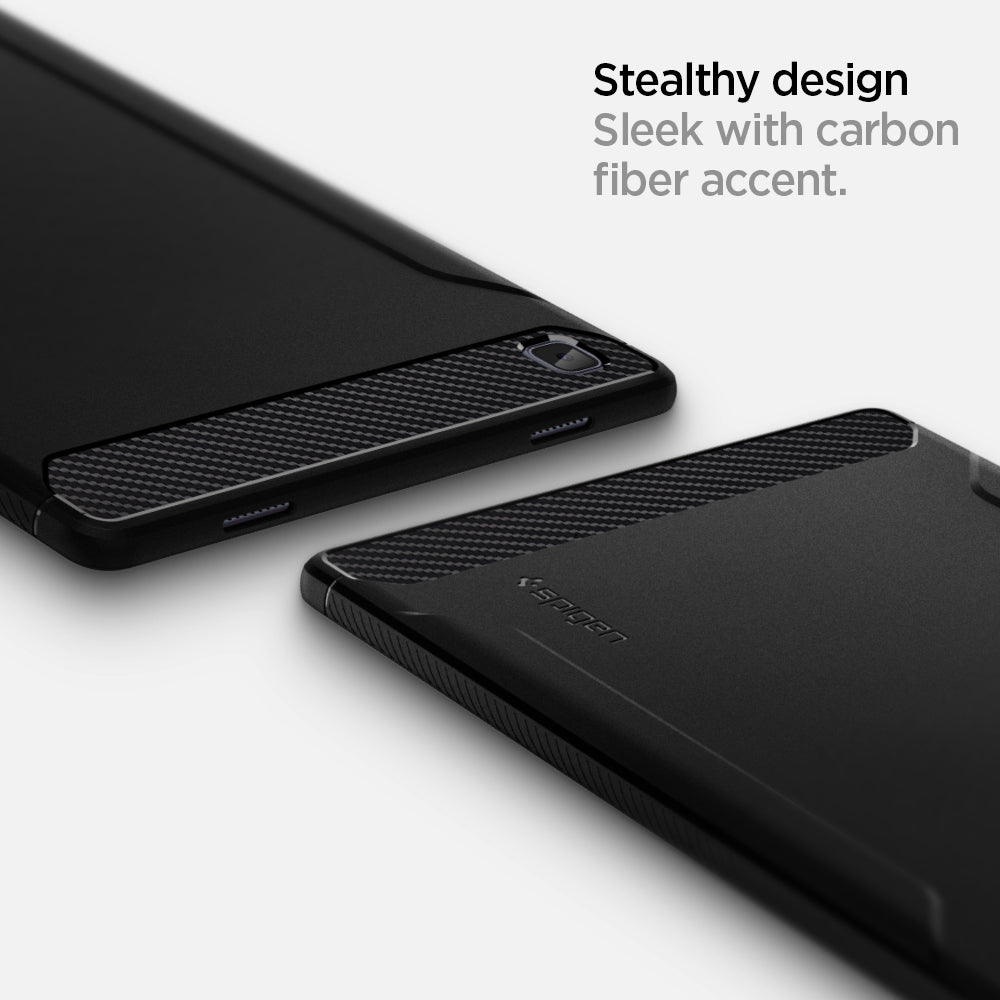ACS01562 - Galaxy Tab A7 Case Rugged Armor in matte black stealthy design sleek with carbon fiber accent.
