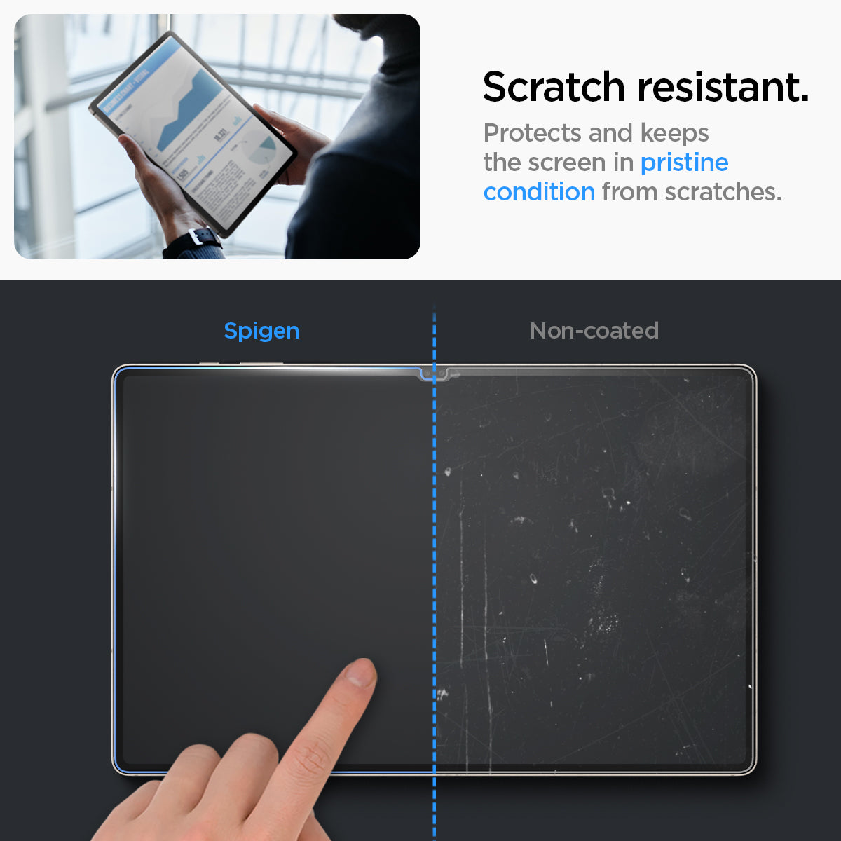 AGL06998 - Galaxy Tab S9 Ultra Screen Protector EZ FIT GLAS.tR scratch resistant protects the screen from daily scratches.