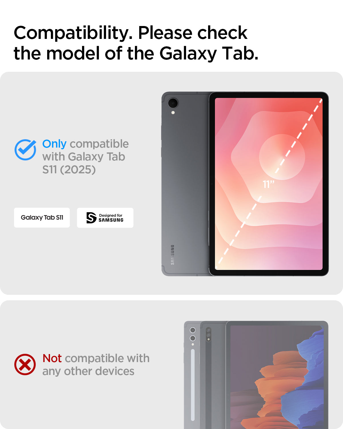 ACS10211 - Galaxy Tab S11 Series Tough Armor Pro showing compatibility. Please check the model of the galaxy tab. Only compatible with galaxy s11 2025