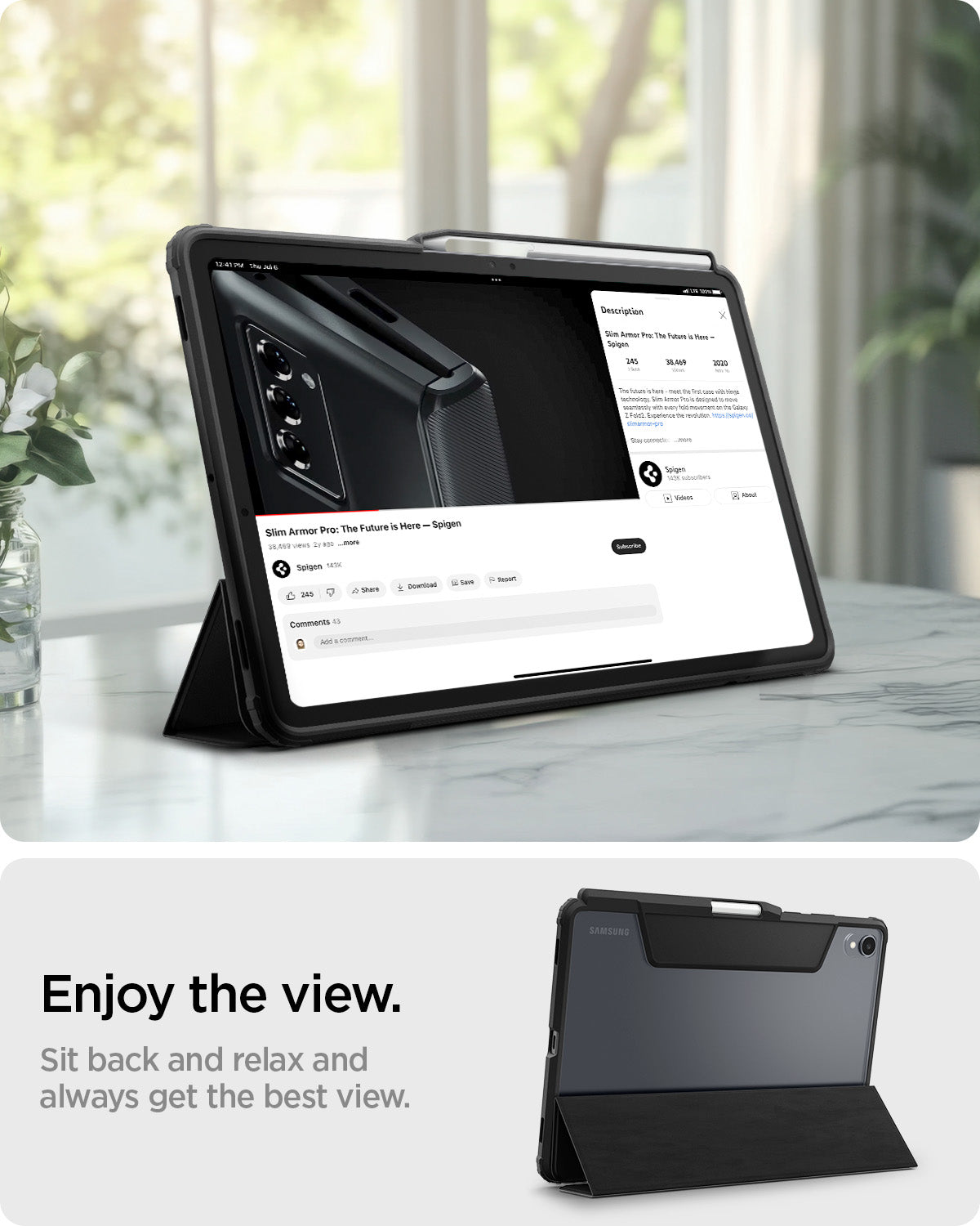 ACS10219 - Galaxy Tab S11 Ultra Series Ultra Hybrid Pro in Black showing enjoy the view. sit back and relax and always get the best view