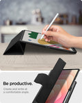 ACS10150 - Galaxy Tab S12 Ultra Rugged Armor Pro showing a hand using a stylus on a tablet supported at a low writing angle by the folding cover.