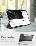 ACS10220 - Galaxy Tab S12 Ultra Ultra Hybrid Pro in Gray showing a tablet case propped in landscape orientation for hands-free viewing.