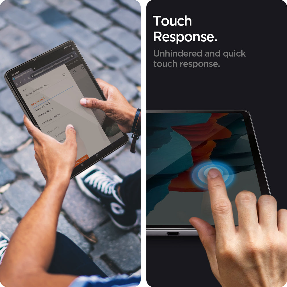 AGL02032 - Galaxy Tab S8 Screen Protector EZ Fit GLAS.tR touch response. Unhindered and quick touch response.