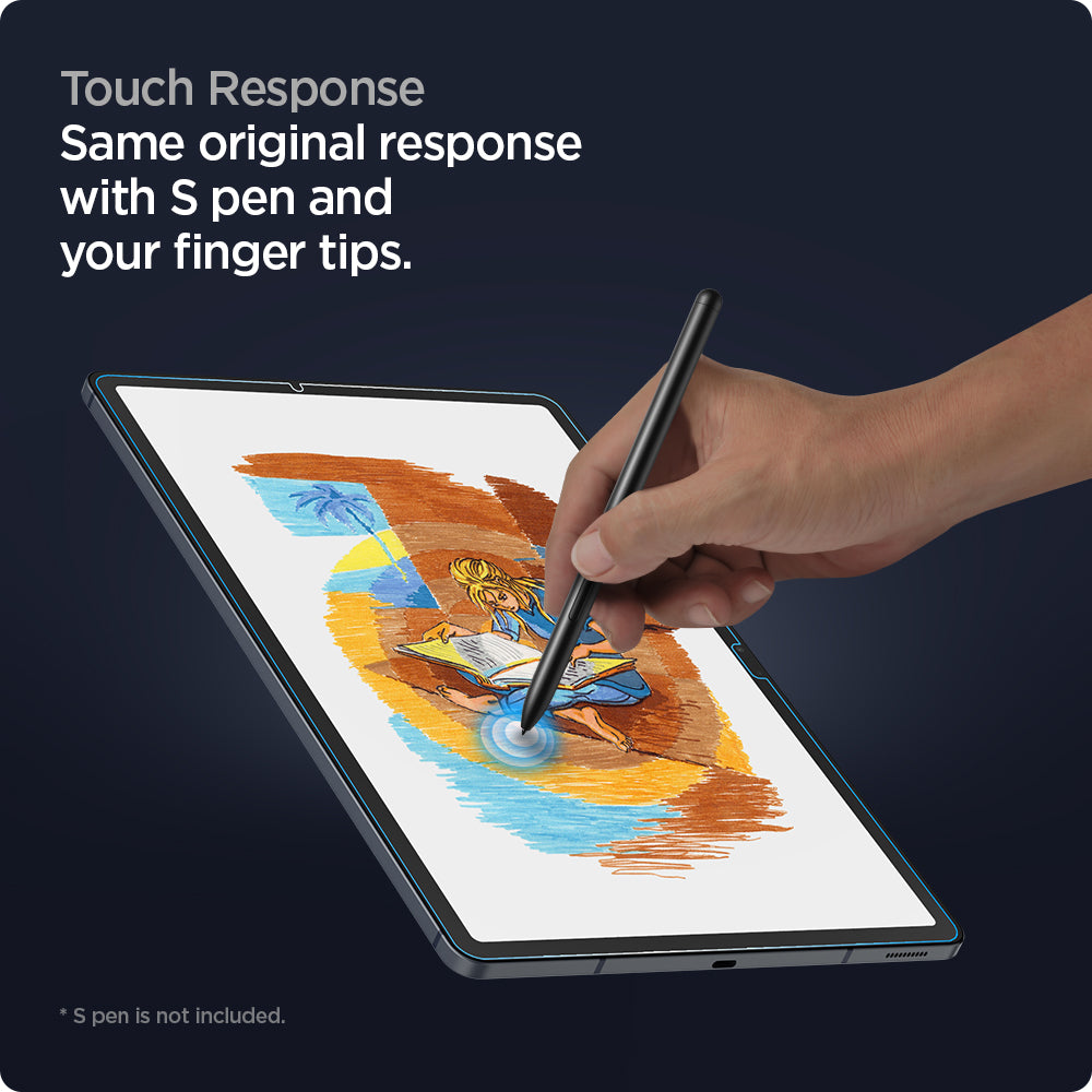 AGL03013 - Galaxy Tab S7 FE Screen Protector EZ Fit GLAS.tR touch response same original response with S pen and your finger tips.