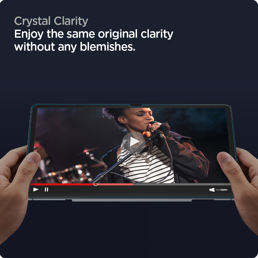 AGL03013 - Galaxy Tab S7 FE Screen Protector EZ Fit GLAS.tR crystal clarity. Enjoy the same original clarity without any blemishes.