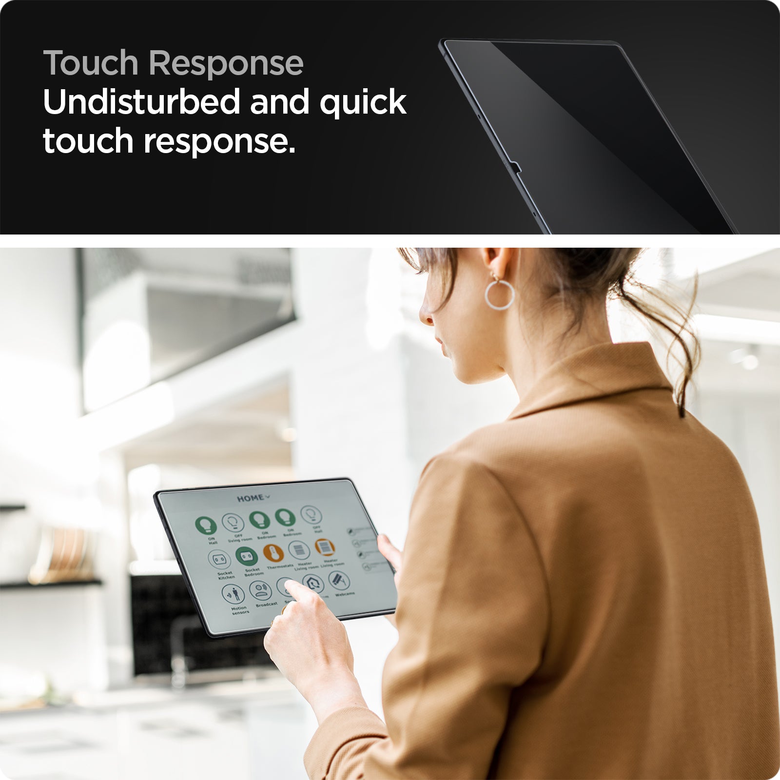AGL04226 - Galaxy Tab S8 Ultra Screen Protector EZ Fit GLAS.tR touch response. Undisturbed and quick touch response.