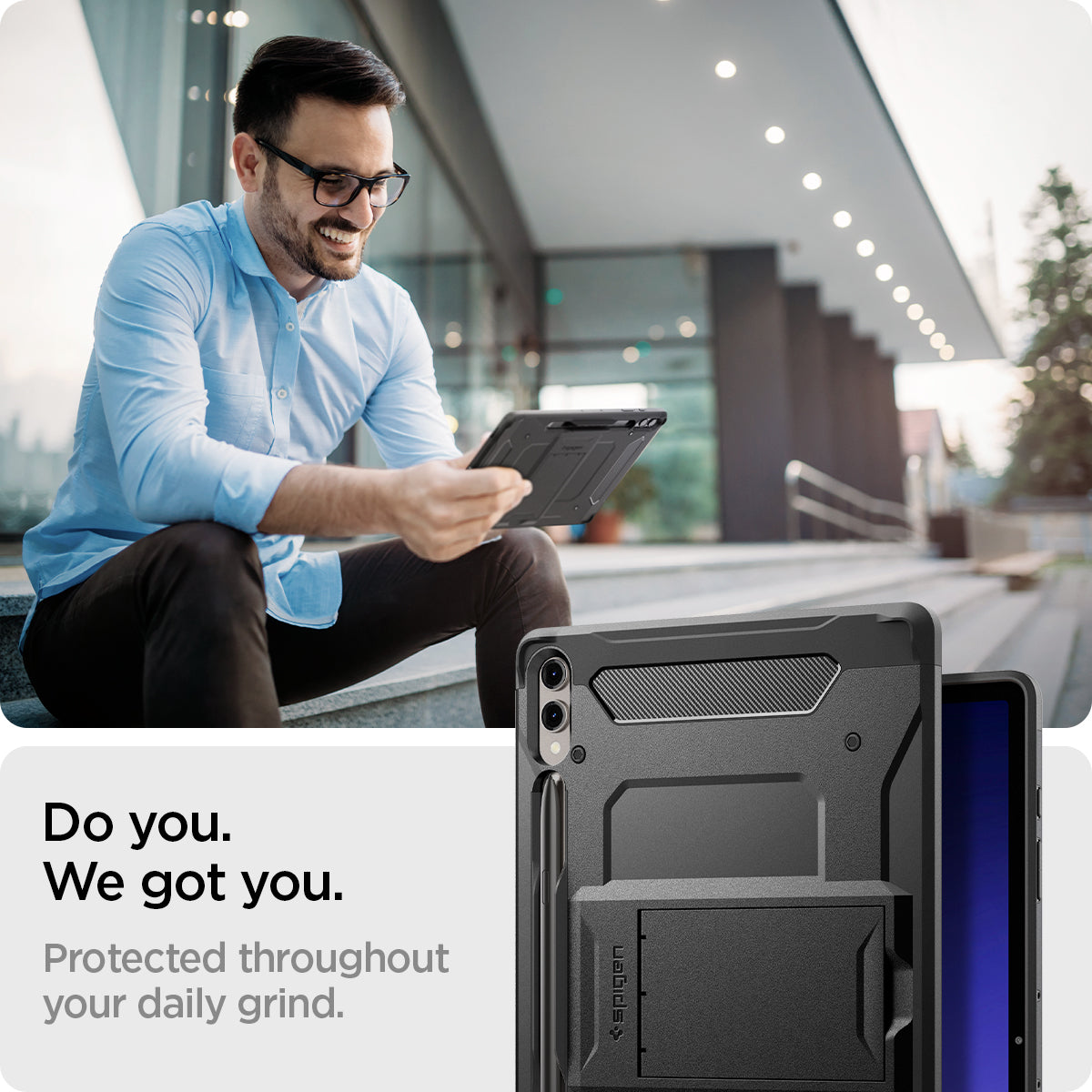 ACS06835 - Galaxy Tab S9+ Case Tough Armor Pro in black do you. we got you. protected throughout your daily grind.