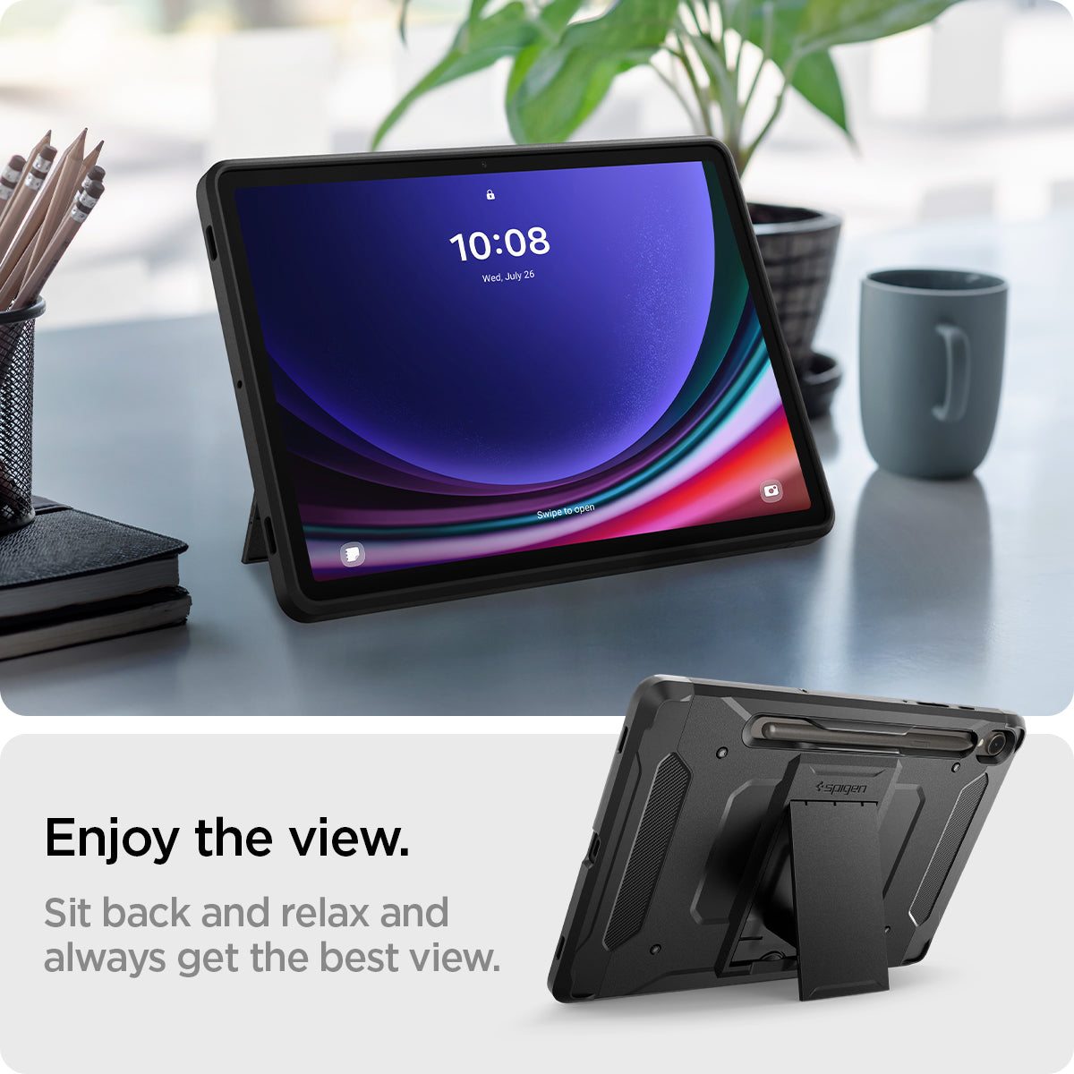 ACS06837 - Galaxy Tab S9 Case Tough Armor Pro in black enjoy the view. sit back and relax and always get the best view.