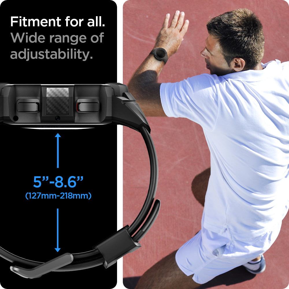 ACS03833 - Galaxy Watch 4 Classic (42mm) Case Rugged Armor Pro in black  fitment for all. wide range of adjustability. 127mm-218mm