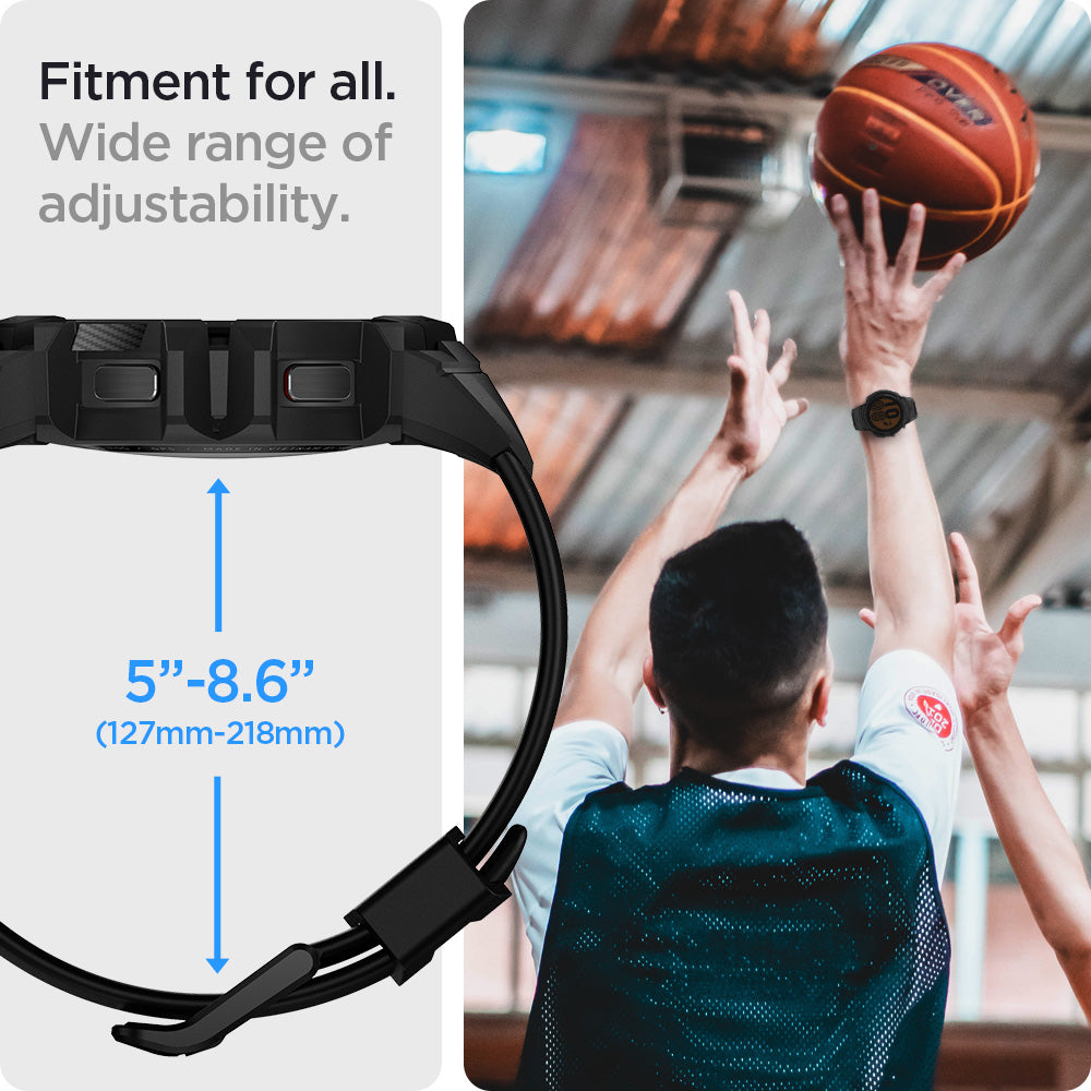 ACS03831 - Galaxy Watch 5/4 (40mm) Case Rugged Armor Pro in black  fitment for all. wide range of adjustability. 127mm-218mm