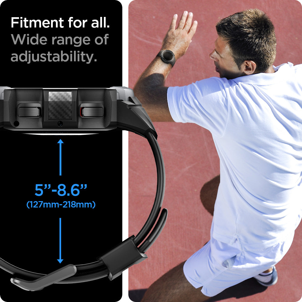 ACS03653 - Galaxy Watch 4 Classic (42mm) Case Rugged Armor Pro in charcoal gray fitment for all. wide range of adjustability. 127mm-218mm