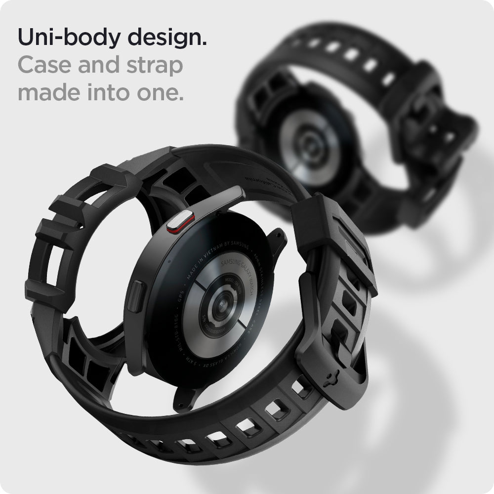 ACS03165 - Galaxy Watch 5/4 (40mm) Case Rugged Armor Pro in charcoal gray uni body design. case and strap made into one.