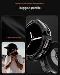 ACS10004 - Galaxy Watch 8 40mm Rugged Armor showing bolster up with carbon fiber aesthetics. rugged profile.