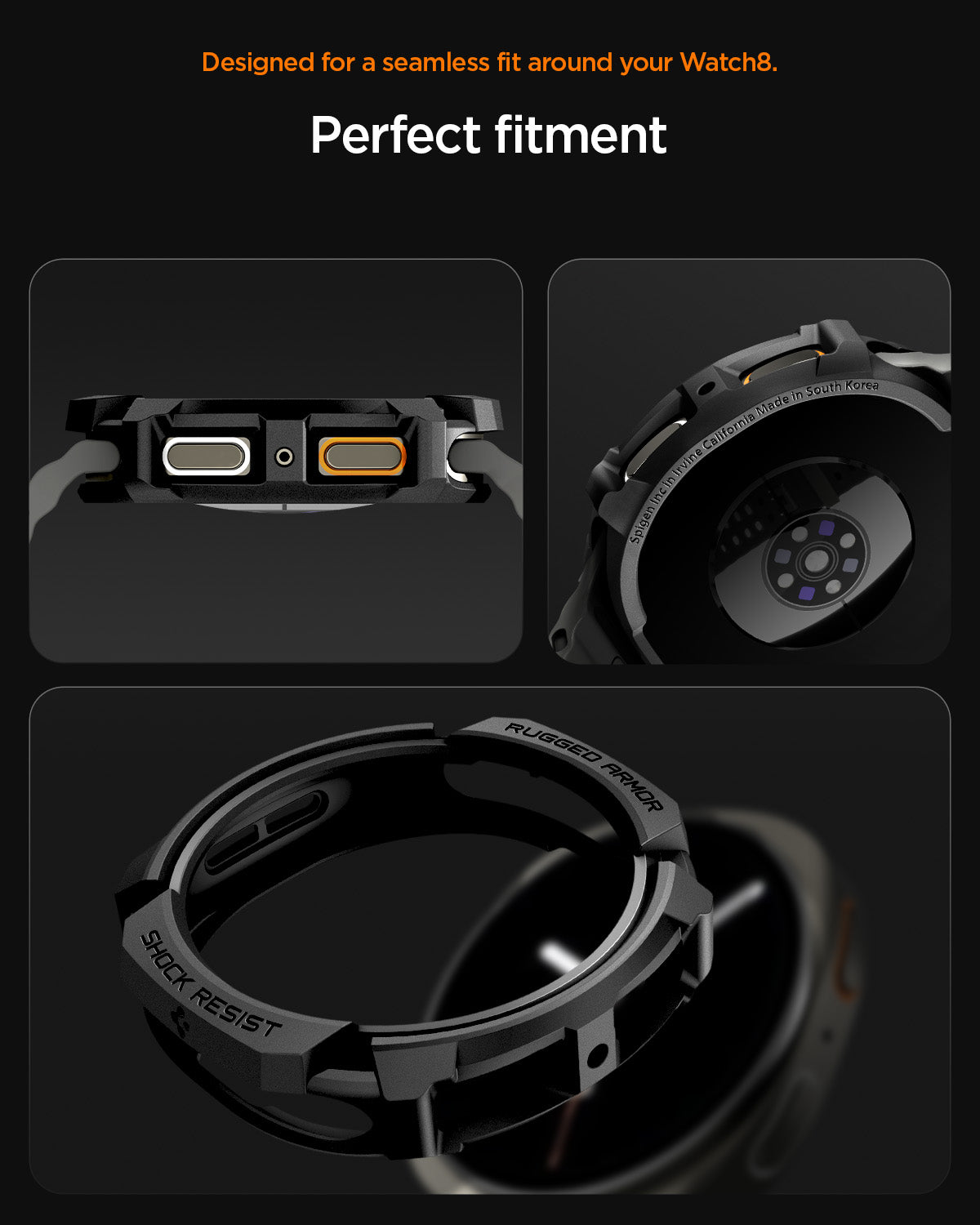 ACS10004 - Galaxy Watch 8 40mm Rugged Armor showing perfect fitment.