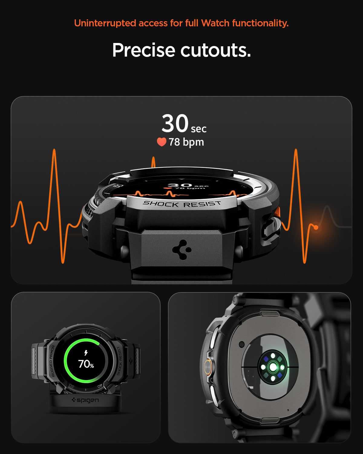 ACS10013 - Galaxy Watch 8 Rugged Armor Pro showing precise cutouts