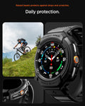 ACS10013 - Galaxy Watch 8 Rugged Armor Pro showing raised bezels to defend against drops and scratches. Daily protection.