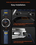 AMP10114 - Galaxy Watch 8 Series Band Athlex Air in active navy showing the easy installation instructions