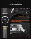AMP10112 - Galaxy Watch 8 (44mm) Athlex Air in Active Gray showing the simply easy installation. Simply slide in your watch for an effortless installation. 1. Press & hold release button on the back (for Galaxy Watch8 Classic) 2. Insert the band while holding the button until it clicks into place