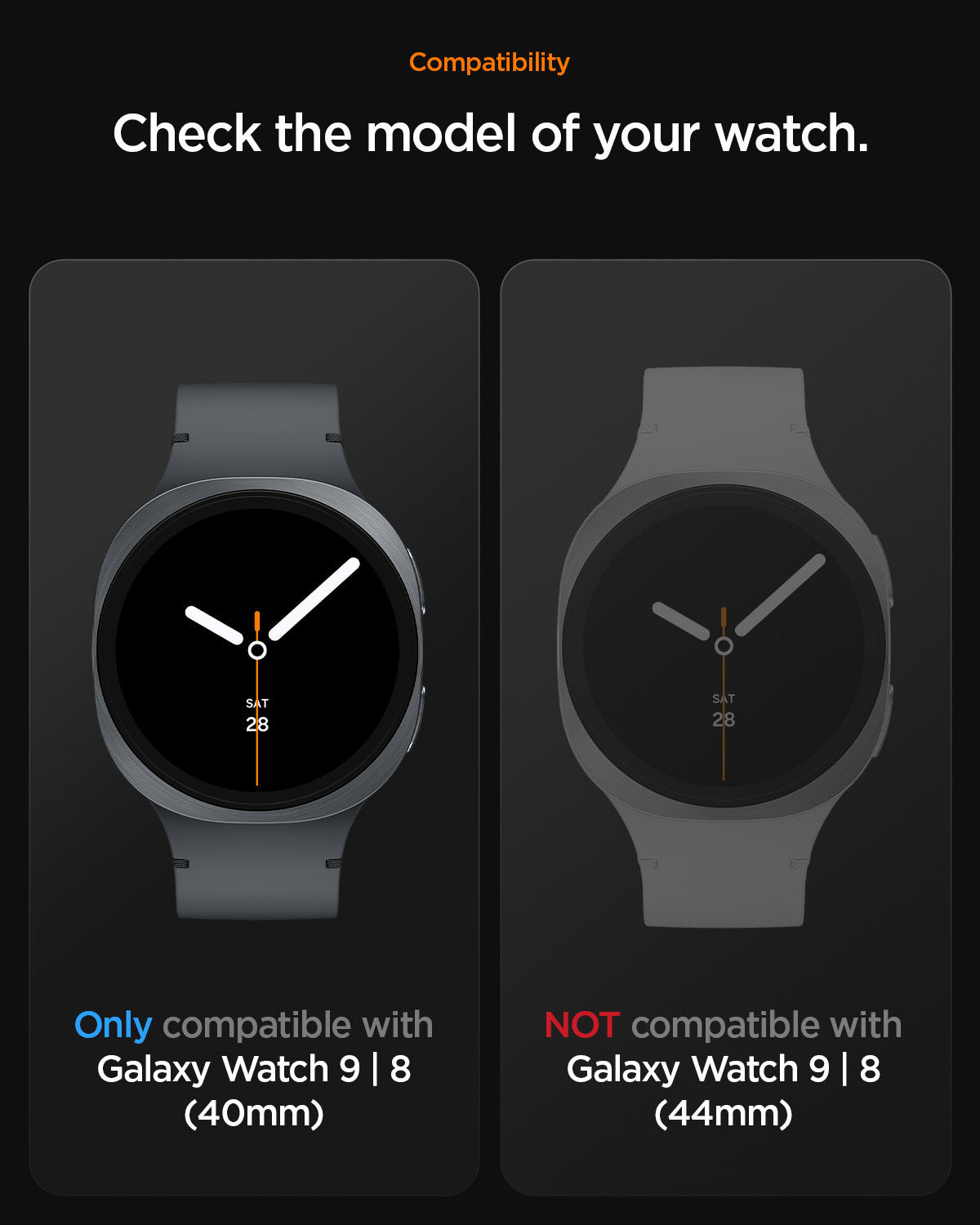 ACS10005 - Galaxy Watch 9 (40mm) Rugged Armor Pro compatibility. please check the model of the galaxy watch. only compatible with Galaxy Watch 9 (40mm)