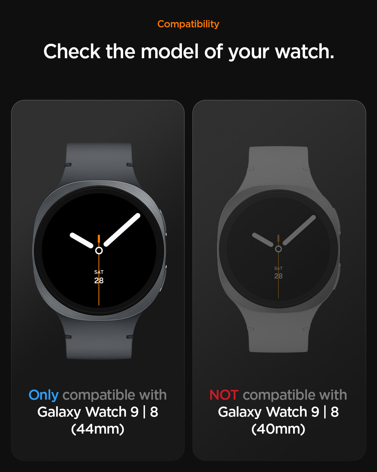 ACS10007 - Galaxy Watch 9 (44mm) Rugged Armor Pro compatibility. please check the model of the galaxy watch. only compatible with Galaxy Watch 9 (44mm)