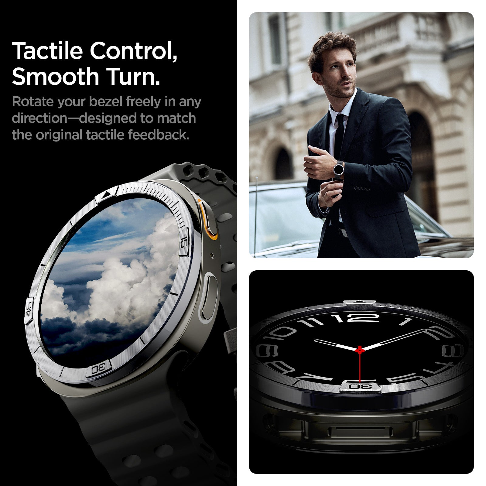 ACS10009 - Galaxy Watch 8 44mm Bezel Tune in sliver spin like before. enjoy smooth, interference free rotation in any direction just like the original bezel.