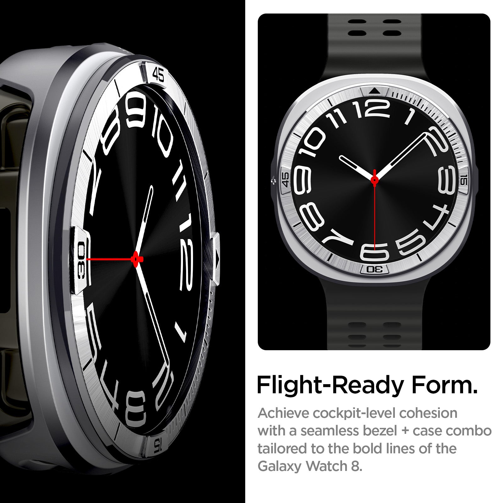 ACS10011 - Galaxy Watch 8 Bezel Tune Pro in sliver showing bold by design. designed to match the galaxy watch 8's form perfectly achieving a unified look with the bezel tune ring and case combined