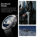 ACS10011 - Galaxy Watch 8 Bezel Tune Pro in sliver sky bound design. a high quality ring and case duo channeling the bold, functional aesthetic of vintage pilot watches framed by endless sky