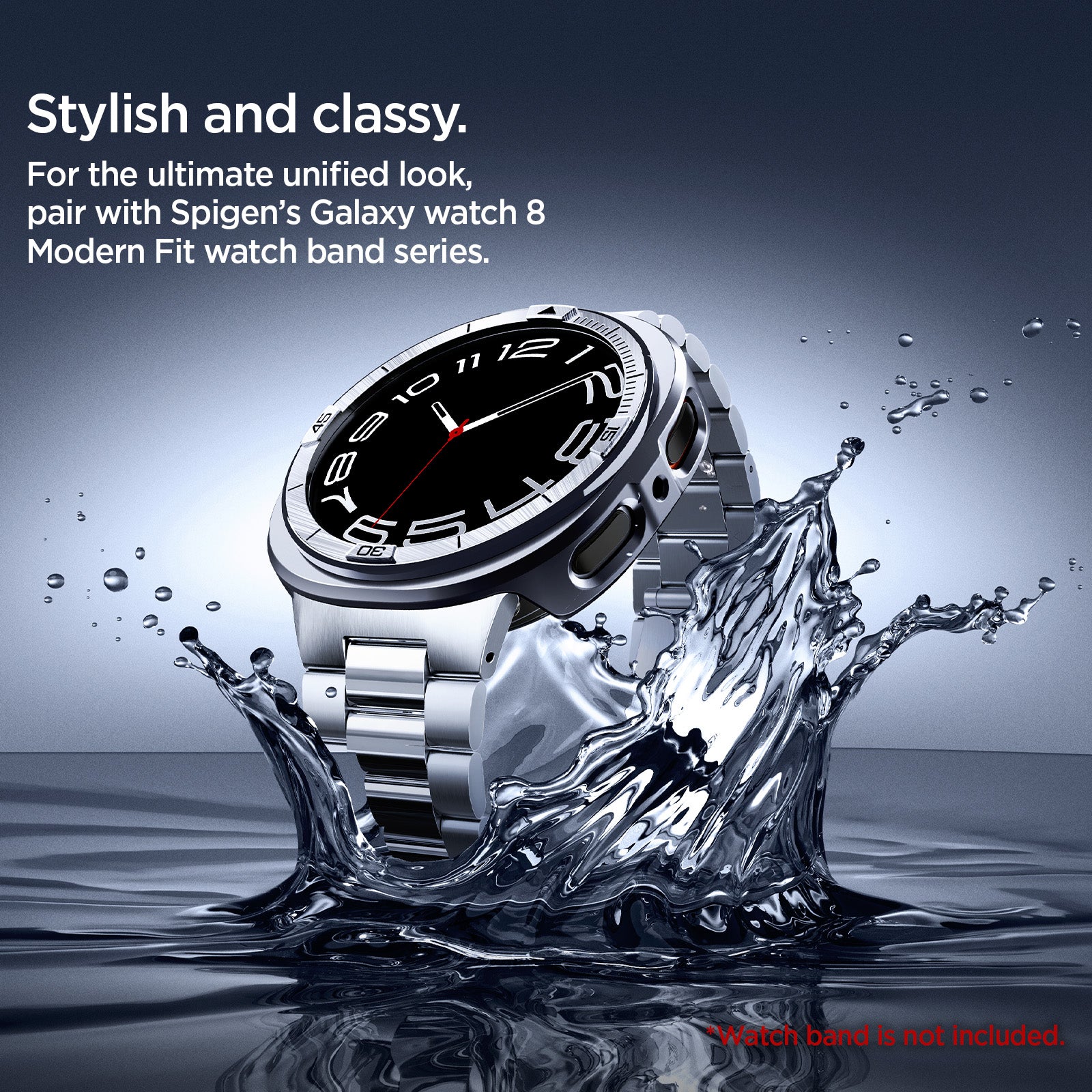 ACS10011 - Galaxy Watch 8 Bezel Tune Pro in sliver  stylish and classy. For the ultimate unified look, pair with spigen's galaxy watch 8 modern fit band series. watch band is not included.