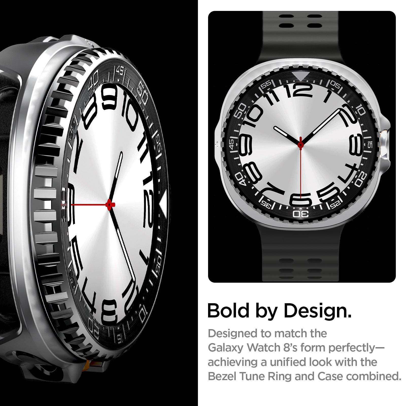 ACS10016 - Galaxy Watch 8 Bezel Tune Pro in black showing bold by design. designed to match the galaxy watch 8's form perfectly achieving a unified look with the bezel tune ring and case combined