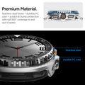 ACS10016 - Galaxy Watch 8 Bezel Tune Pro in black showing premium material, stainless steel bezel + durable pc case scratch and bump protection with full 360 coverage in and out of water