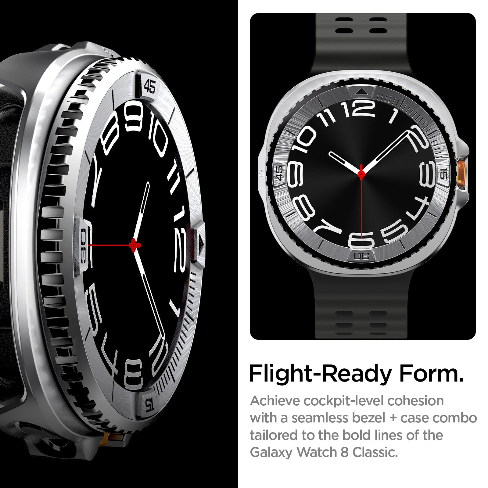 ACS10017 - Galaxy Watch 8 Bezel Tune Pro in sliver showing bold by design. designed to match the galaxy watch 8's form perfectly achieving a unified look with the bezel tune ring and case combined