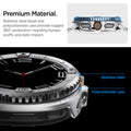 ACS10017 - Galaxy Watch 8 Bezel Tune Pro in sliver showing premium material, stainless steel bezel + durable pc case scratch and bump protection with full 360 coverage in and out of water