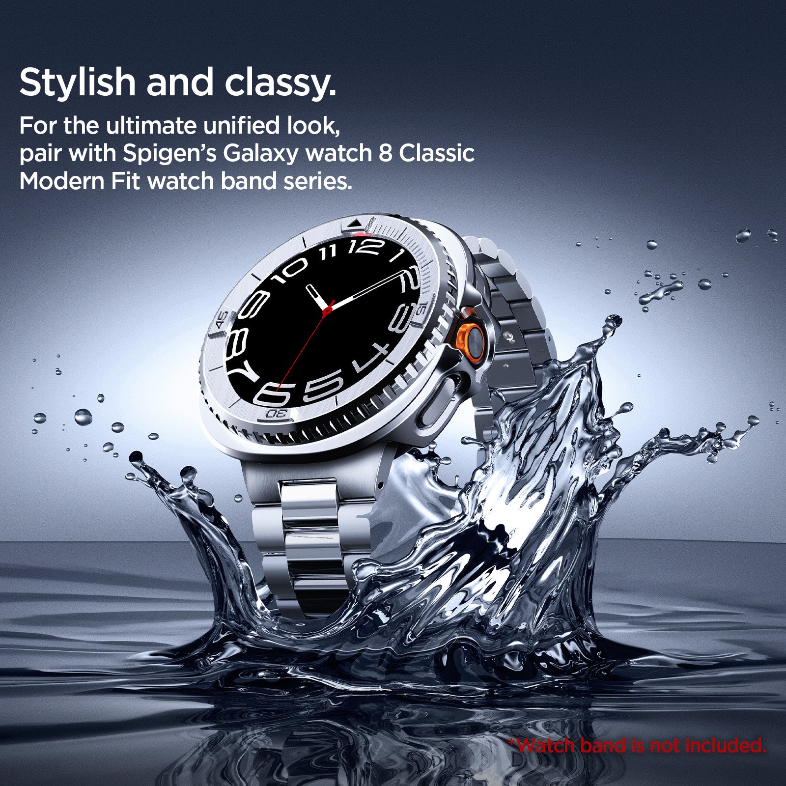 ACS10017 - Galaxy Watch 8 Bezel Tune Pro in sliver  stylish and classy. For the ultimate unified look, pair with spigen's galaxy watch 8 modern fit band series. watch band is not included.