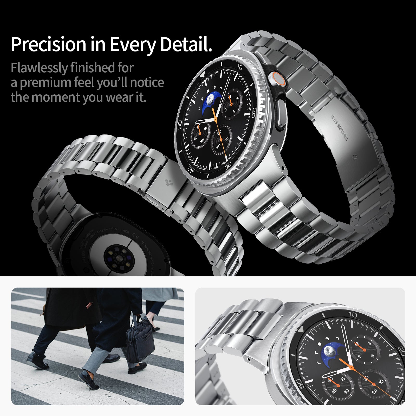 AMP10120 - Galaxy Watch 8 Series - Modern Fit 316L Band showing precision in every detail.