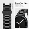 AMP11608 - Galaxy Watch 9 Series - Modern Fit 316L Band showing close-up of Galaxy Watch 9 band buckle links and the watch side profile with metal band attached