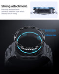 ACS11617 - SWUb Bezel Tune Black showing SWUb bezel ring side profile with adhesive tape and an exploded labeled diagram