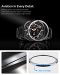 ACS11616 - SWUb Bezel Tune Silver showing SWUb bezel ring on the watch, a macro edge shot, and the ring alone with gear cut edge