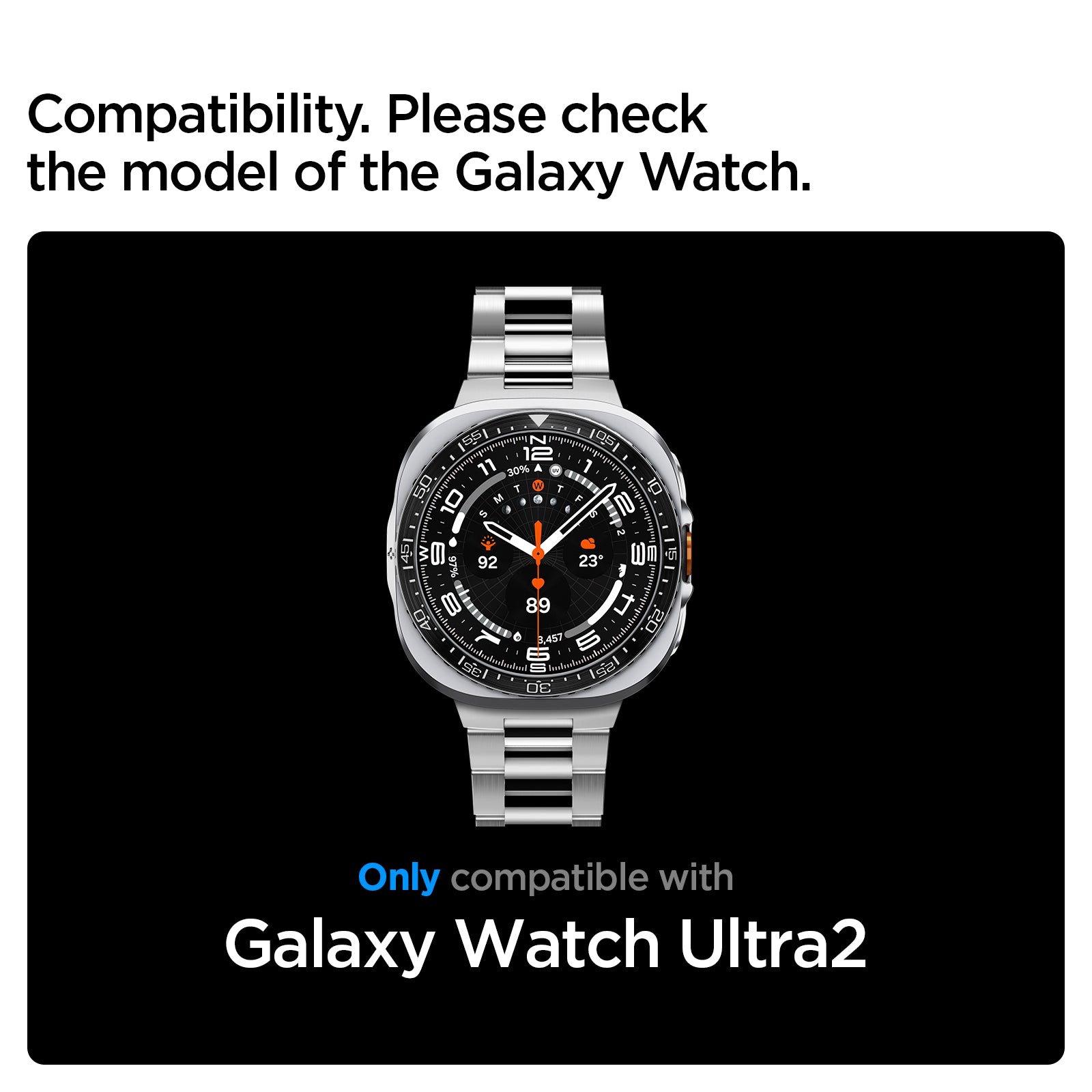 ACS11619 - SWUb Bezel Tune Pro Black showing SWUb bezel ring product shot with compatibility text for the Galaxy Watch Ultra2 model